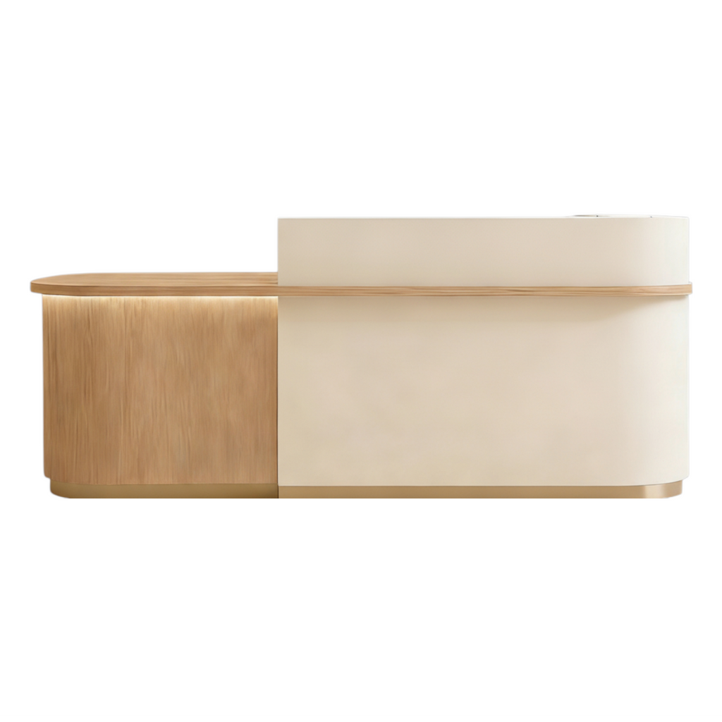 Soft-Tone Timber Reception Counter for Beauty and Wellness