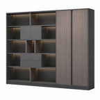Executive Storage Wall Cabinet with LED and Concealed Wardrobe Storage