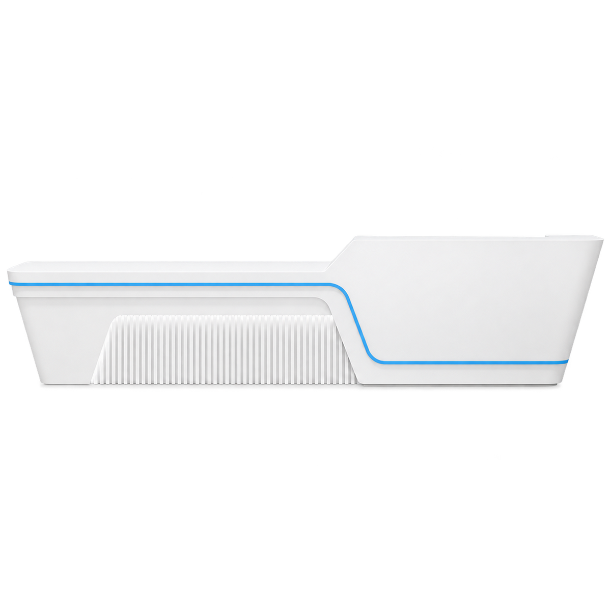 Modern Reception Desk With Textured Fluted Panels And Built-In Ambient Light Strips