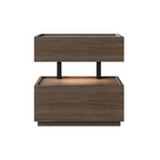 ENF Wood Floating Bedside Table with Layered Storage
