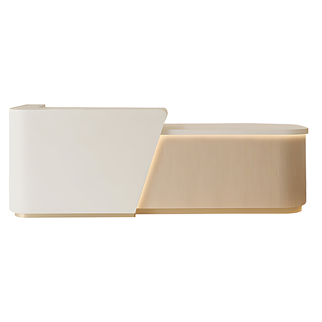 Curved Reception Counter with LED Halo and Transaction Top