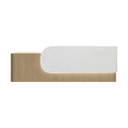 Elegant Reception Counter with Curved White Marble Front and Integrated Lighting for Entryways