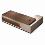 Luxury L-Shaped Executive Office Desk with Walnut-Style Top, Side Return Cabinet and LED Feature Panel