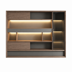 Modern Office Storage Cabinet with Glass Wardrobe and LED Display Shelves