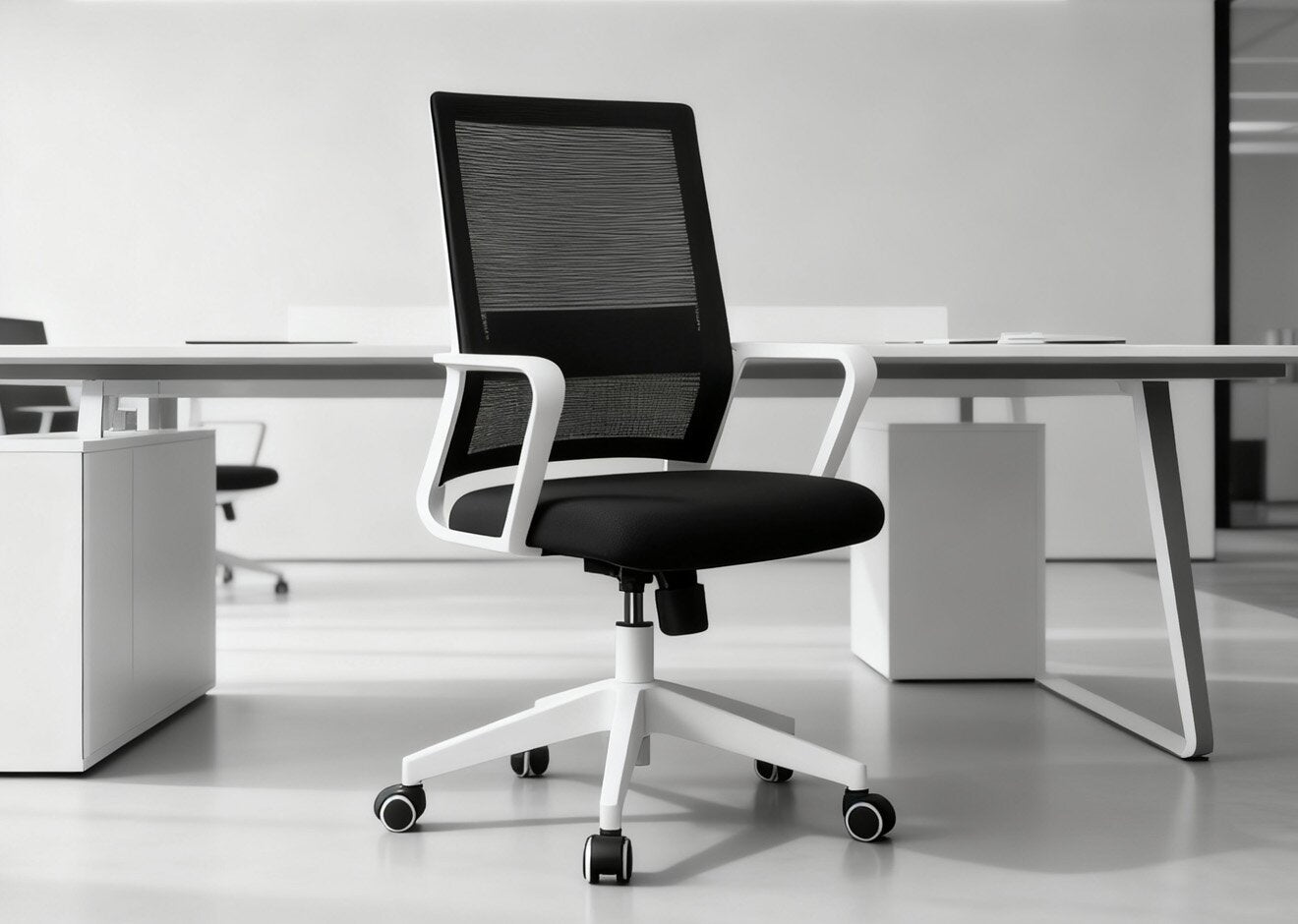 White Swivel Base Mesh Ergonomic Office Chair