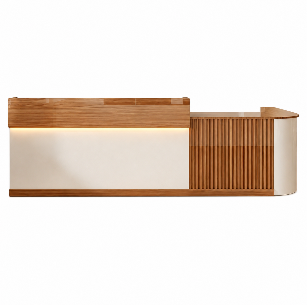 Slatted Timber Café Counter with LED Front Panel