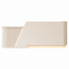 Modern Curved Fluted Reception Desk with LED Lighting and Custom Logo