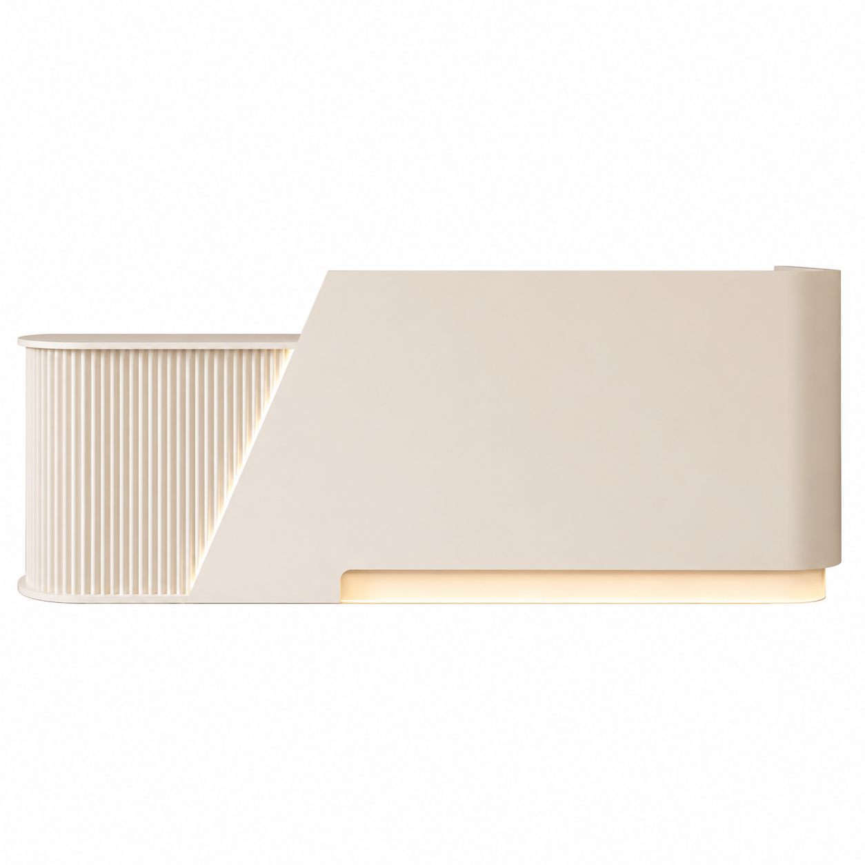 Modern Curved Fluted Reception Desk with LED Lighting and Custom Logo