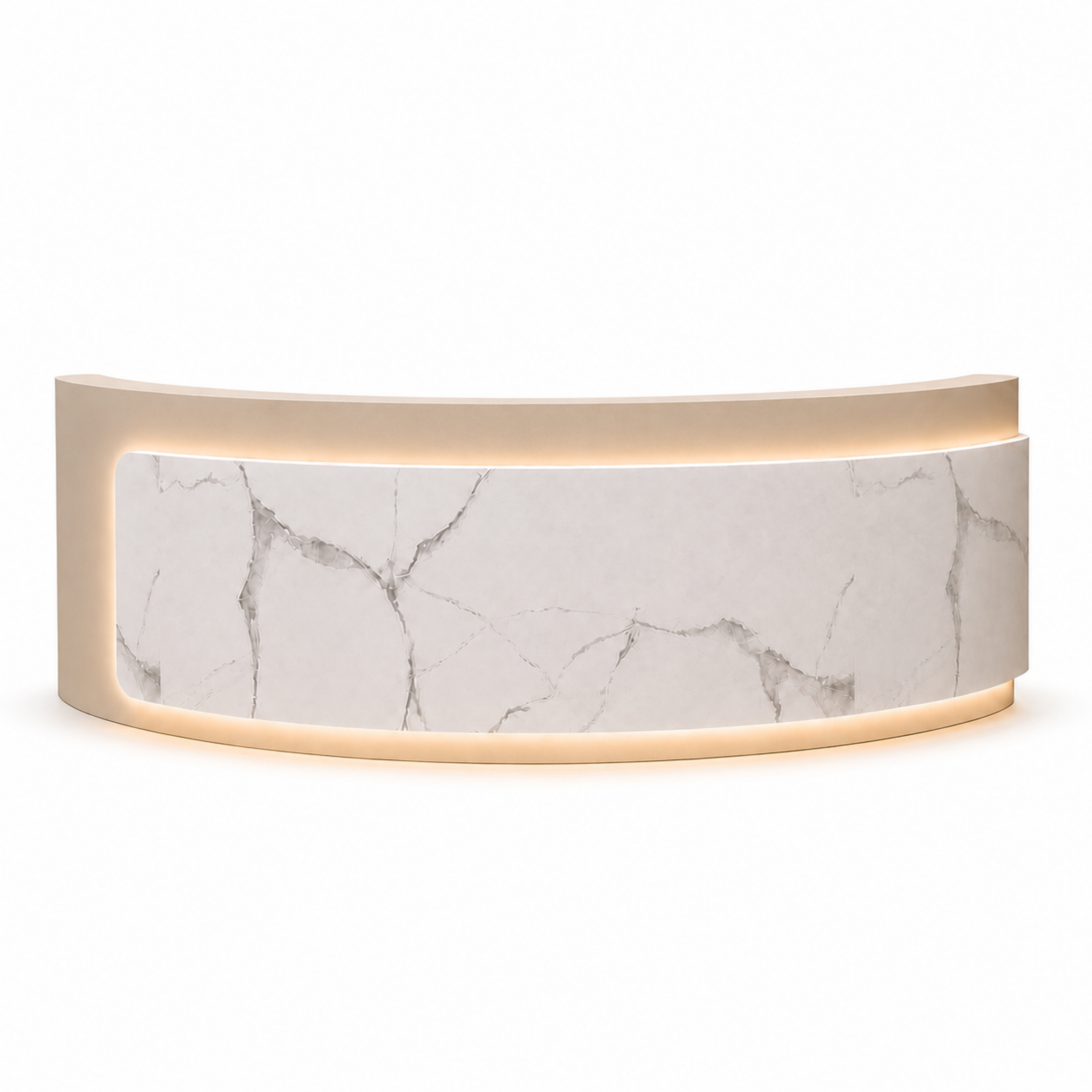 Premium Curved Reception Counter with Integrated LED Lighting