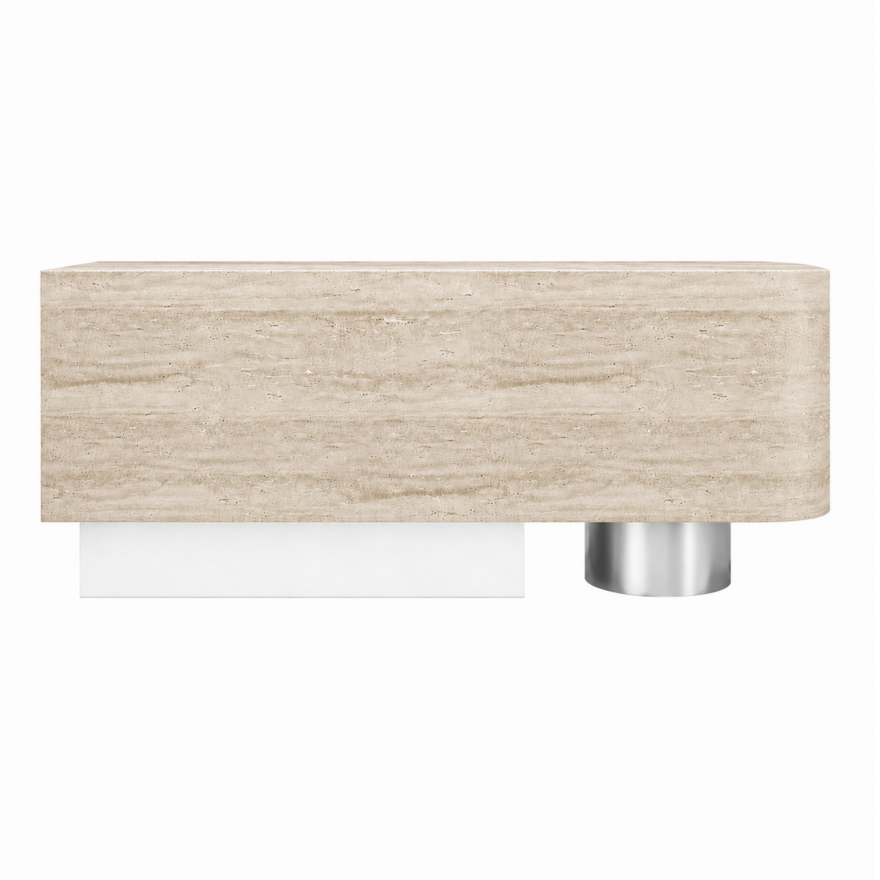 Luxury Travertine-Look Reception Counter with Modern Curved Design