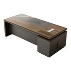 Elegant Manager Desk with Reinforced Surface and Integrated Storage Unit