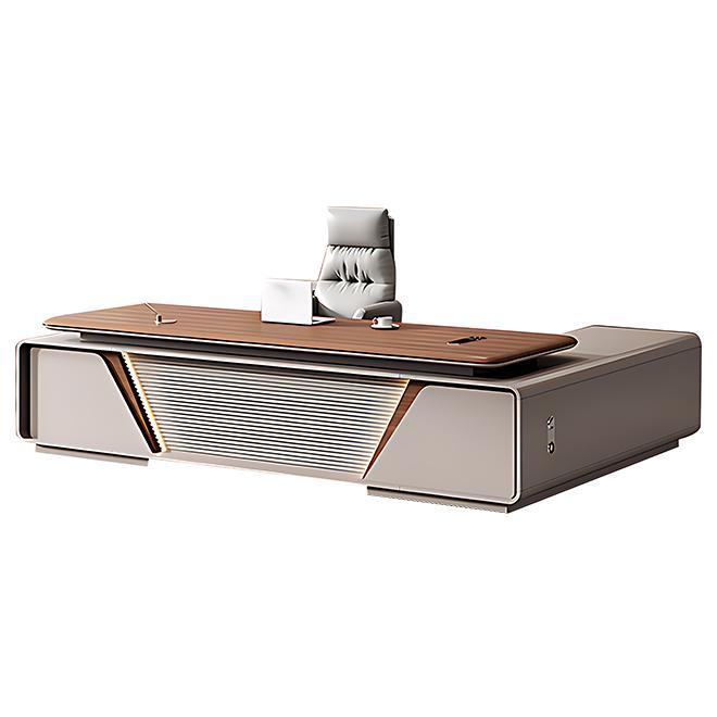 Modern Executive Desk with Timber Top and Integrated Storage