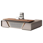 Modern Executive Desk with Timber Top and Integrated Storage