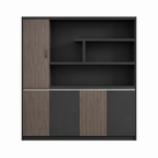 Contemporary Executive Office Storage Cabinet with Display Shelving