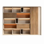 Modern Office Storage Cabinet with LED Lighting and Sliding Doors