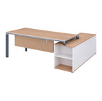 Linear Pro Executive Manager Desk - Light Oak Timber with Combined Side Credenza
