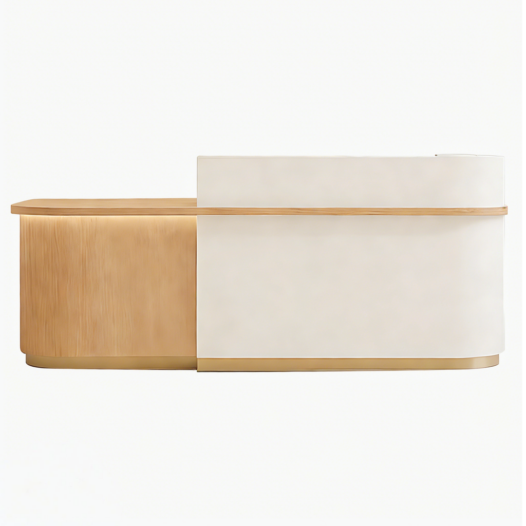 Soft-Tone Timber Reception Counter for Beauty and Wellness
