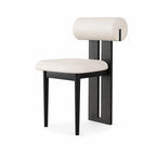 Modern Dining Chair with Upholstered Seat and Cylindrical Backrest