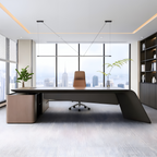 Designer Executive Desk with Sculptural Leg Panel