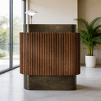 Contemporary Reception Desk with Galvanised Steel Frame