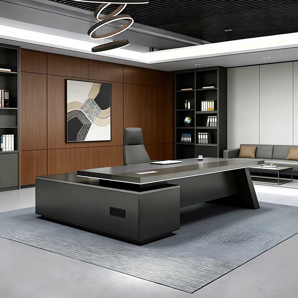 Designer Executive Office Desk with Storage Cabinet