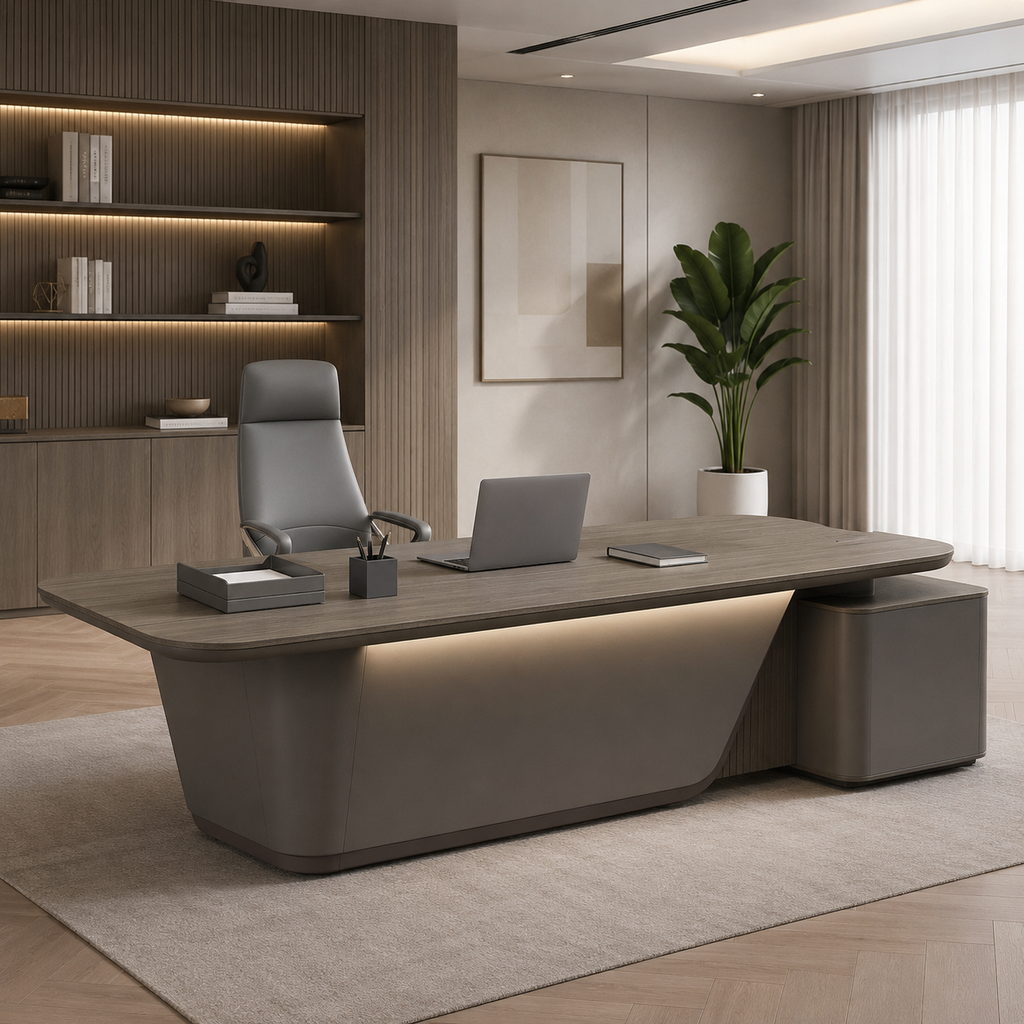 Modern Executive Office Desk with Smart Lock and Ambient LED Lighting