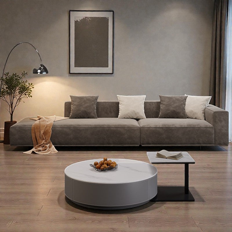 Modern Modular L Shape Corner Sofa With Ottoman For Living Room