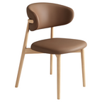 Modern Upholstered Home Chair with Curved Backrest and Solid timber Legs
