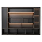 Modern Office Storage Cabinet with Illuminated Display Sections