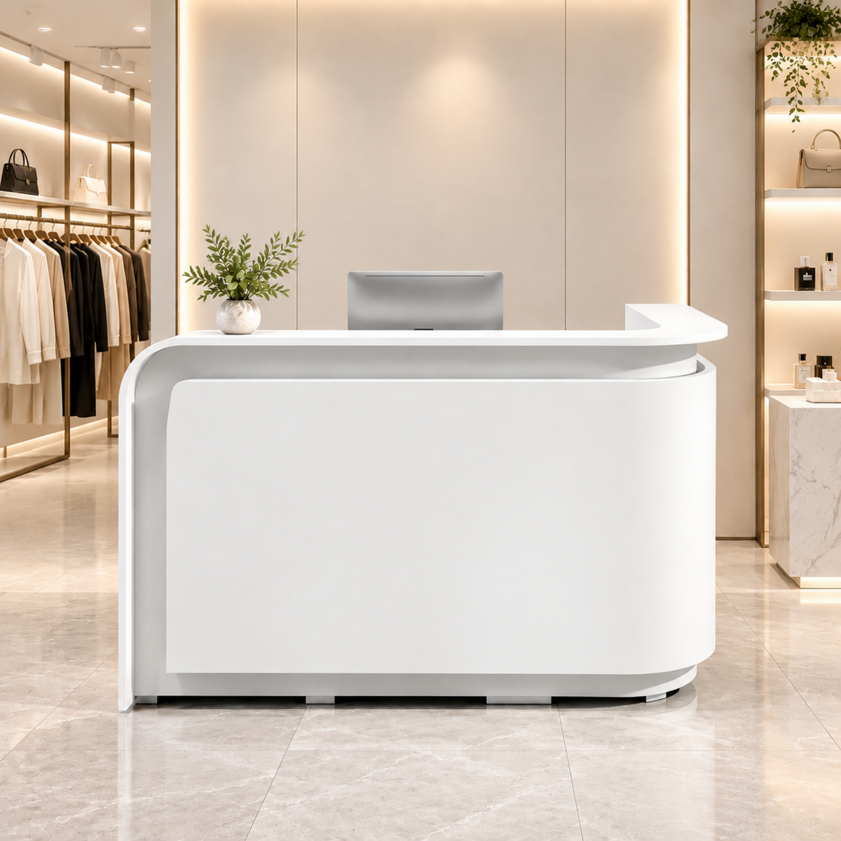 Modern Rounded Reception Desk with Raised Countertop