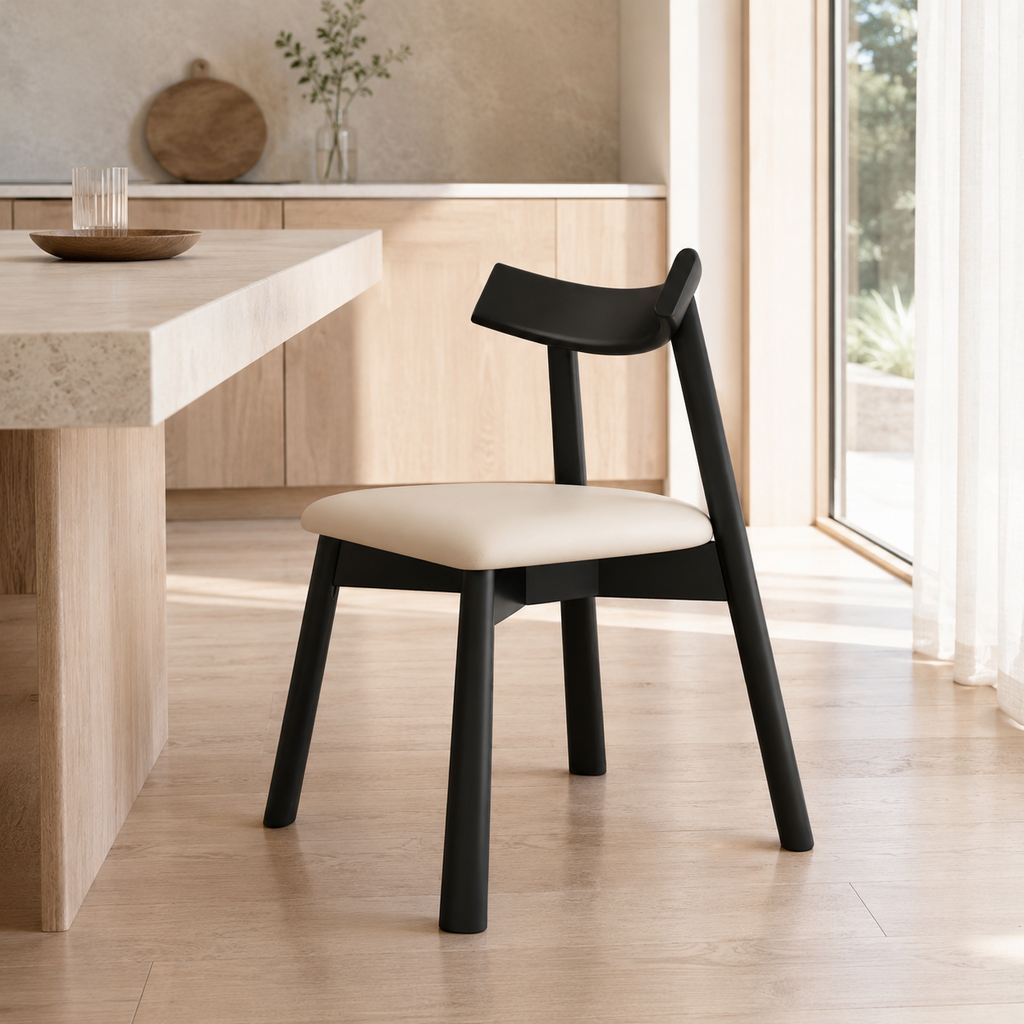 Modern Solid Wood Dining Chair with Ergonomic Backrest