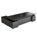Modern Executive Office Desk With Return, Lockable Storage, Cable Grommets, Two-Tone Finish