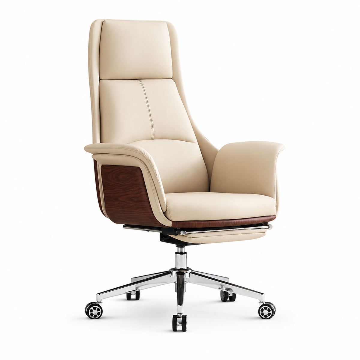 Modern High-Back Executive Office Chair with Reclining Footrest and Headrest