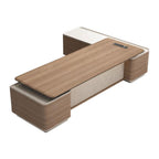 Sophisticated Grand Scale Executive Timber Desk featuring Integrated Side Return and Ambient Lighting