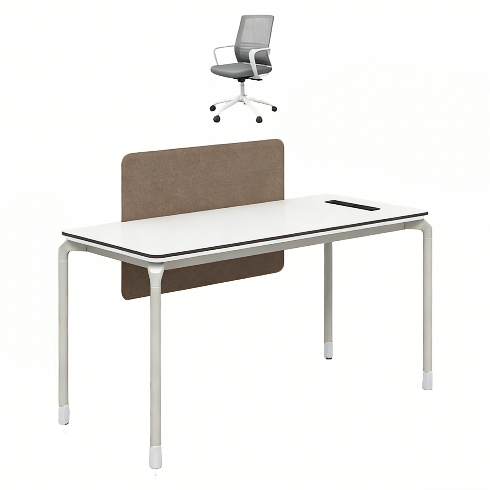 Bench Workstation Desk with Privacy Screens and Mobile Pedestals