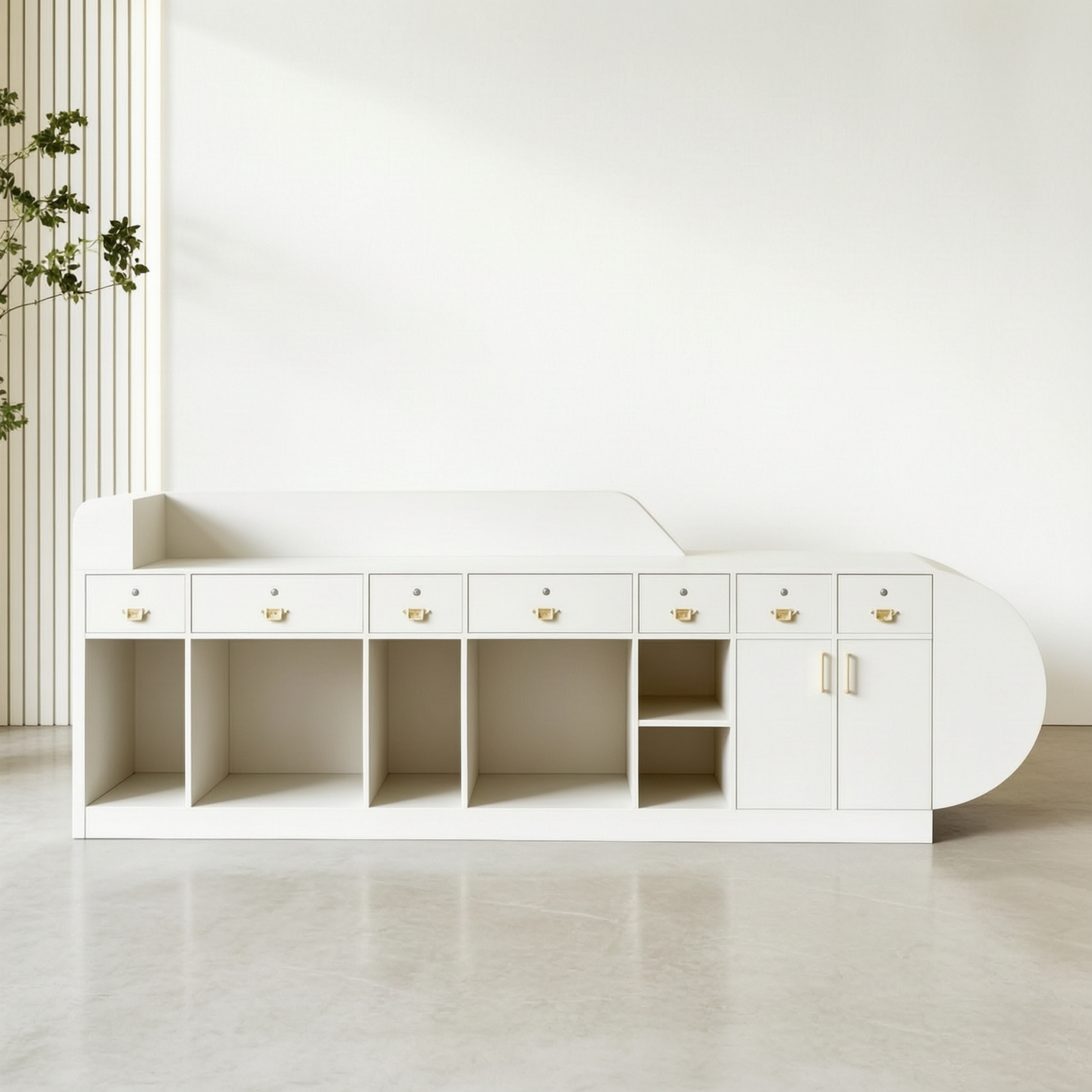 Modern LED Lit Office Reception Desk Eco Friendly E1 Grade with Lockable Storage