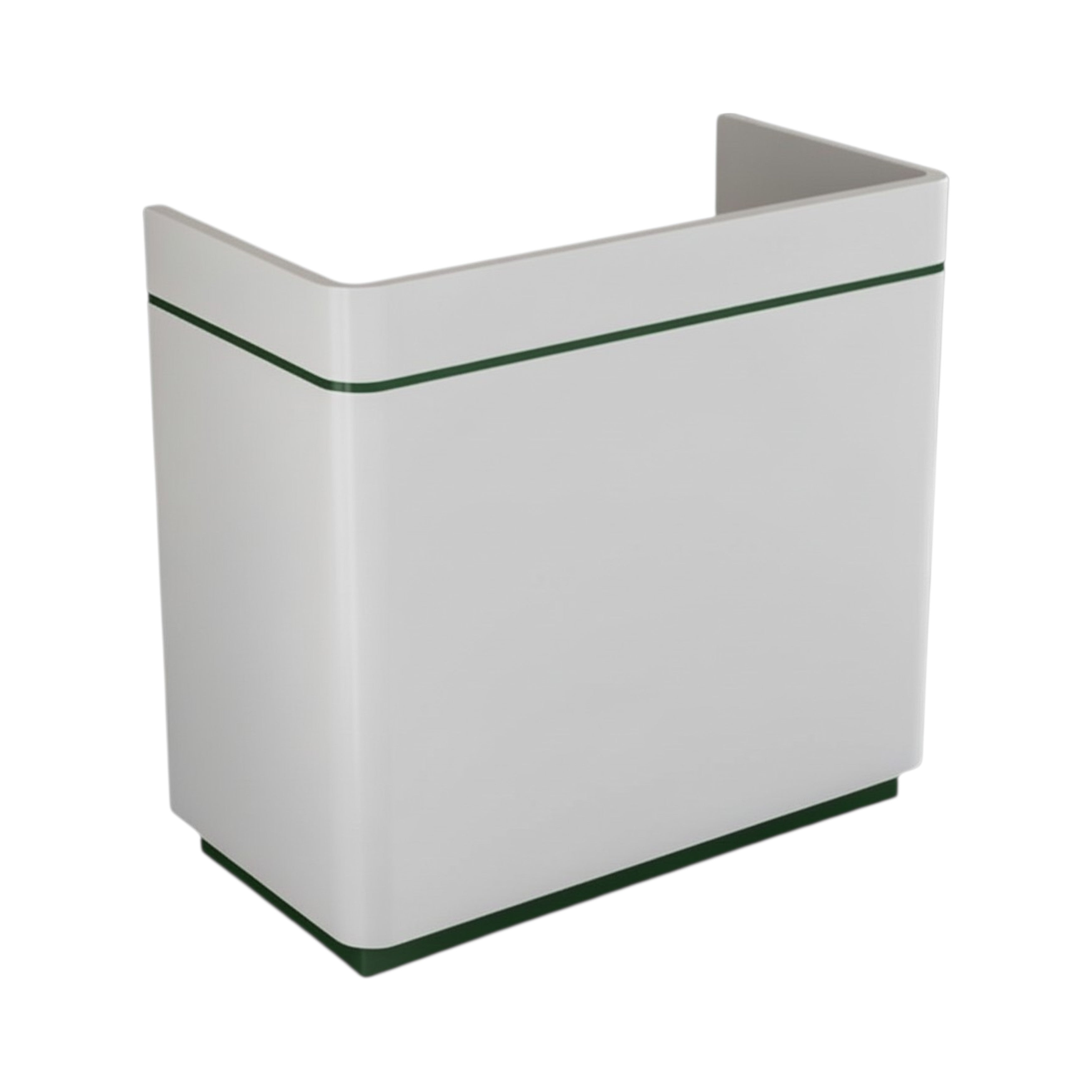 Minimalist Compact Reception Desk with Curved Corners and High-Gloss Finish for Boutique Offices