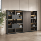 Executive Storage Wall Cabinet with LED and Concealed Wardrobe Storage
