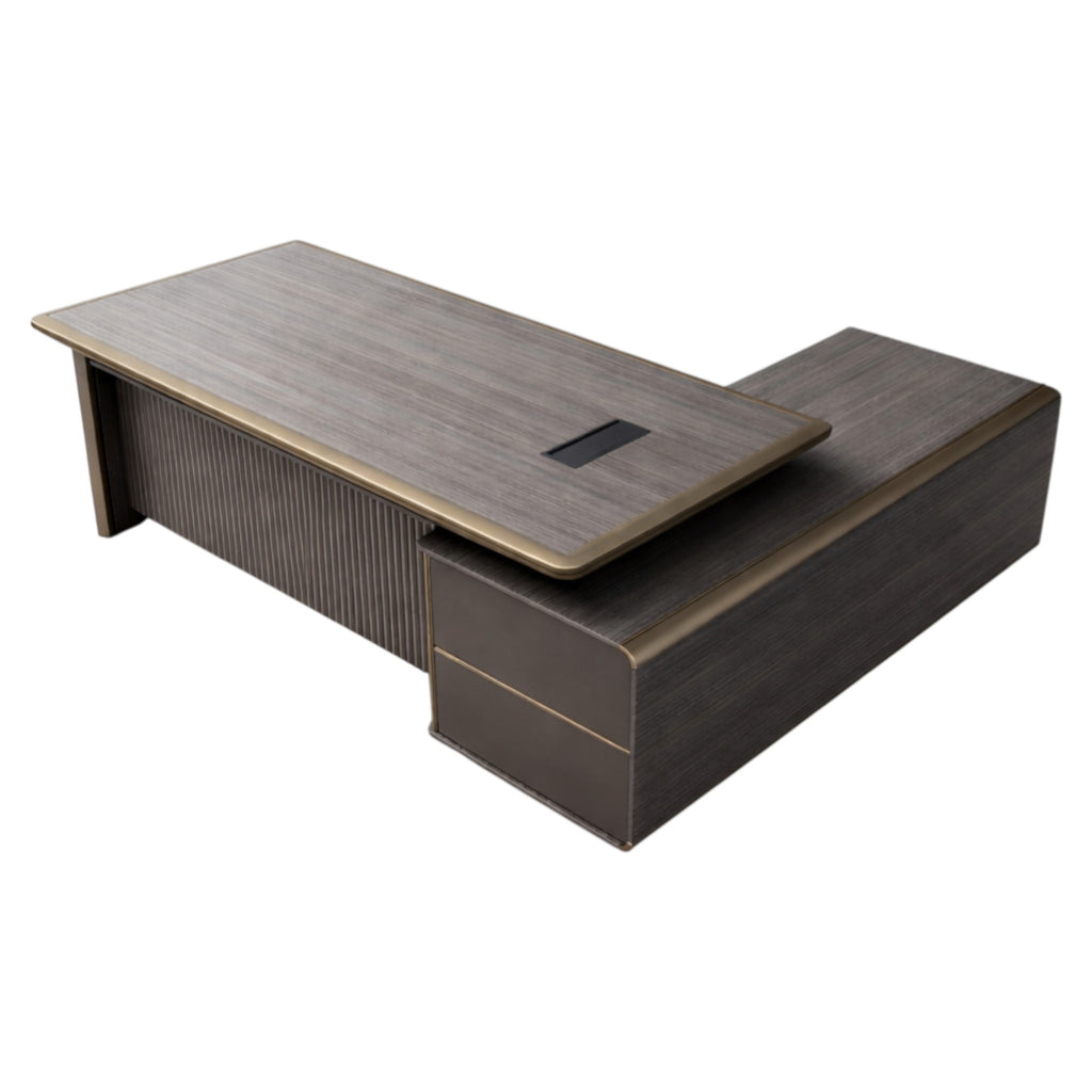 Contemporary CEO Desk with Integrated Storage Return
