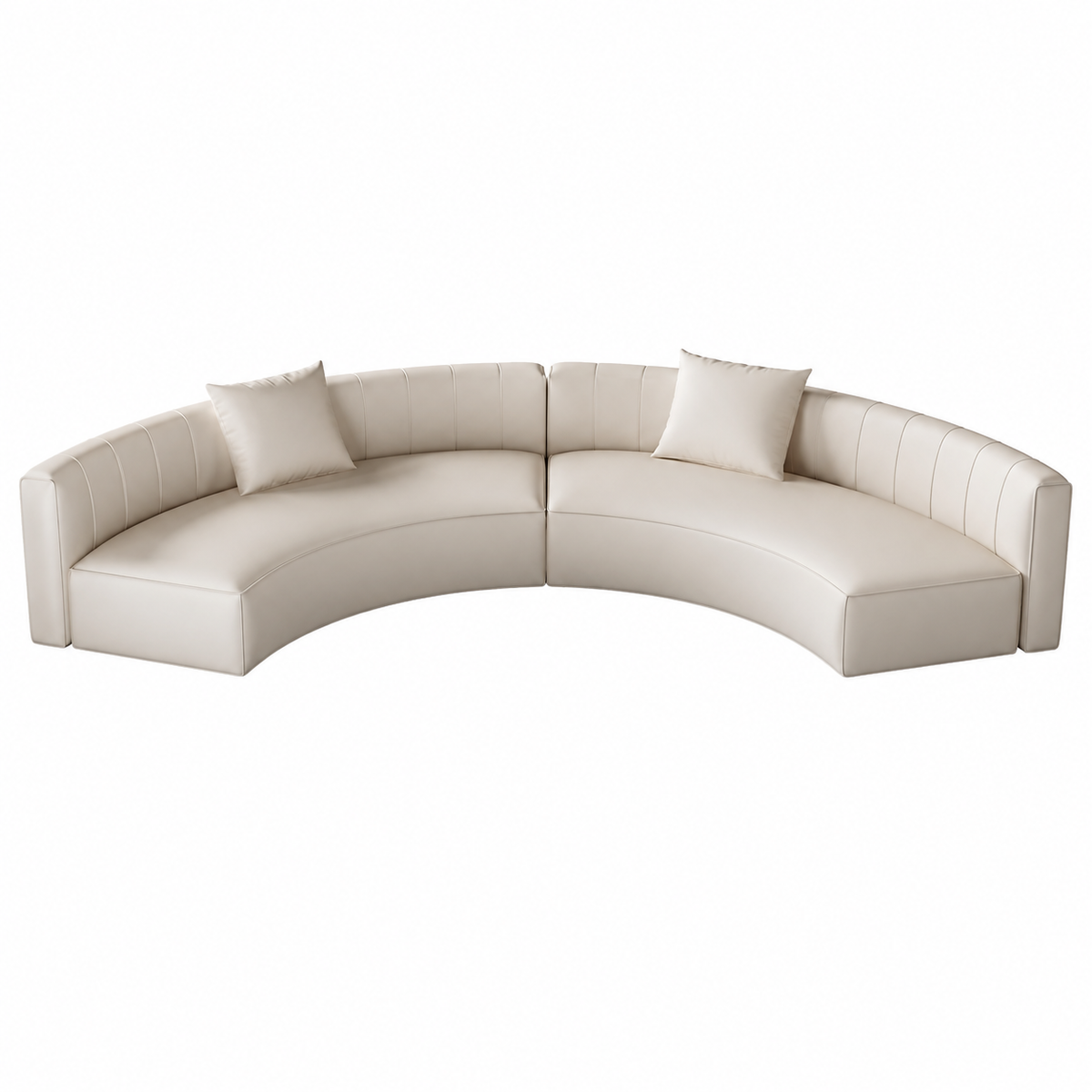Modern Curved Faux Leather Sectional Sofa with Deep Seating