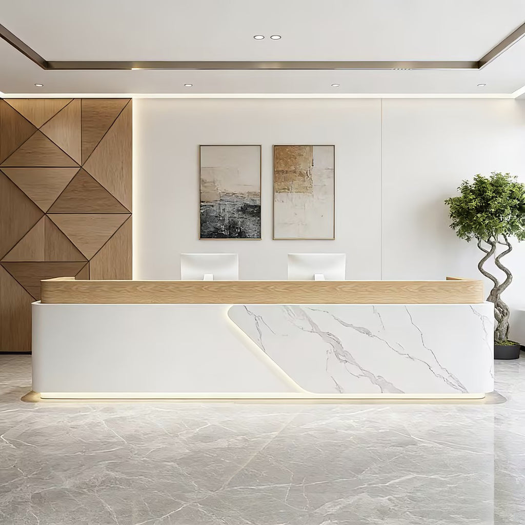 Premium Office Reception Desk with Lockable Storage and LED Lighting