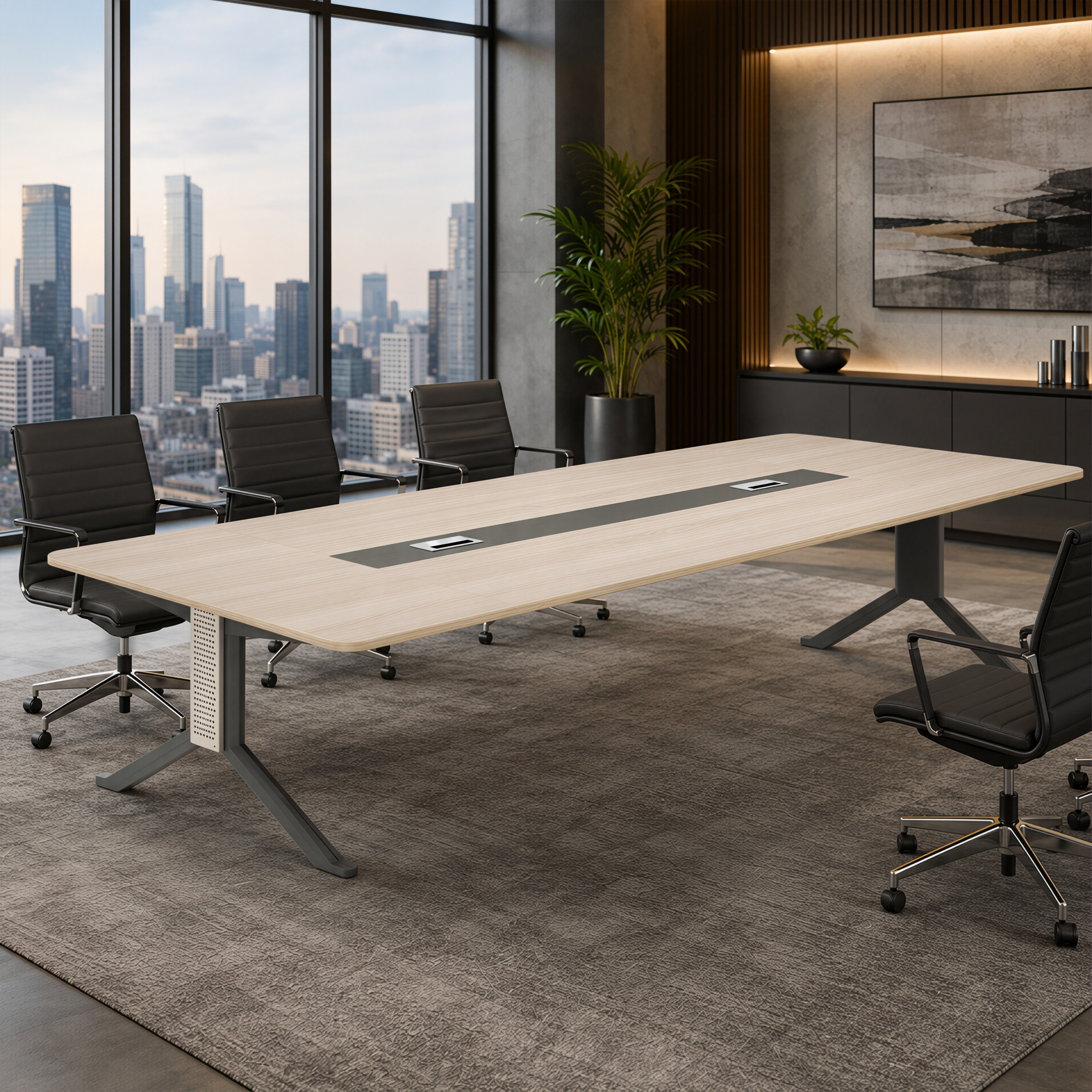 Premium Conference Table with Two-Tone Timber Finish