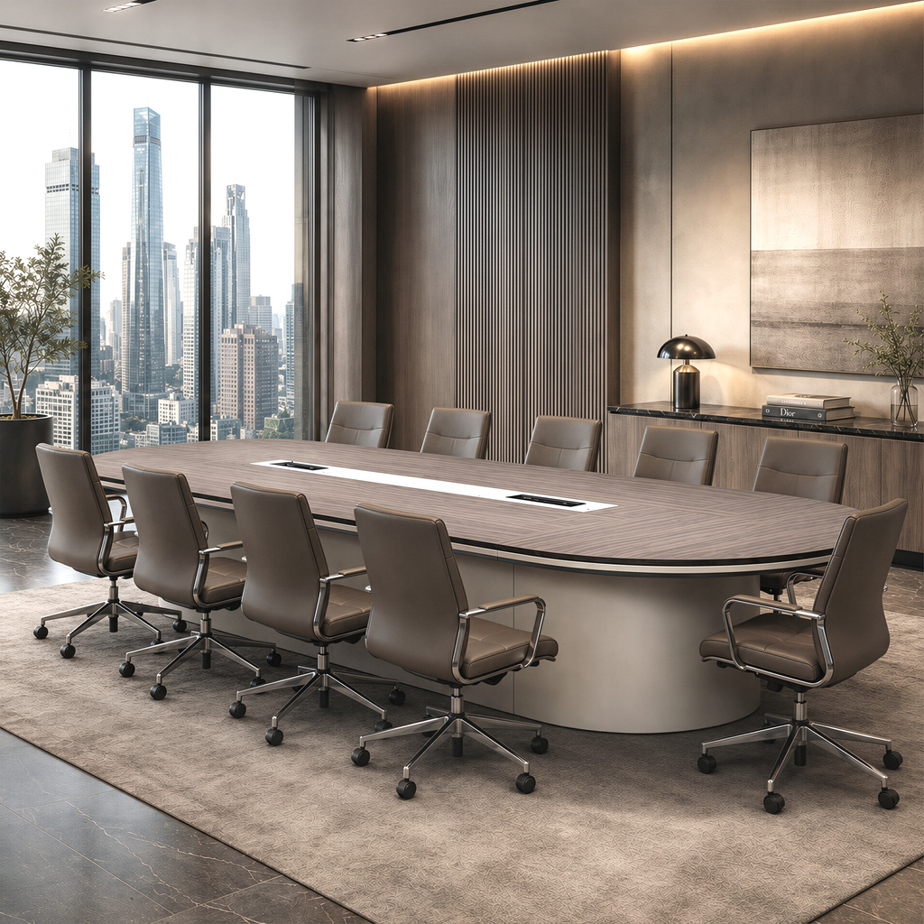 Contemporary Executive Meeting Table for Large Teams