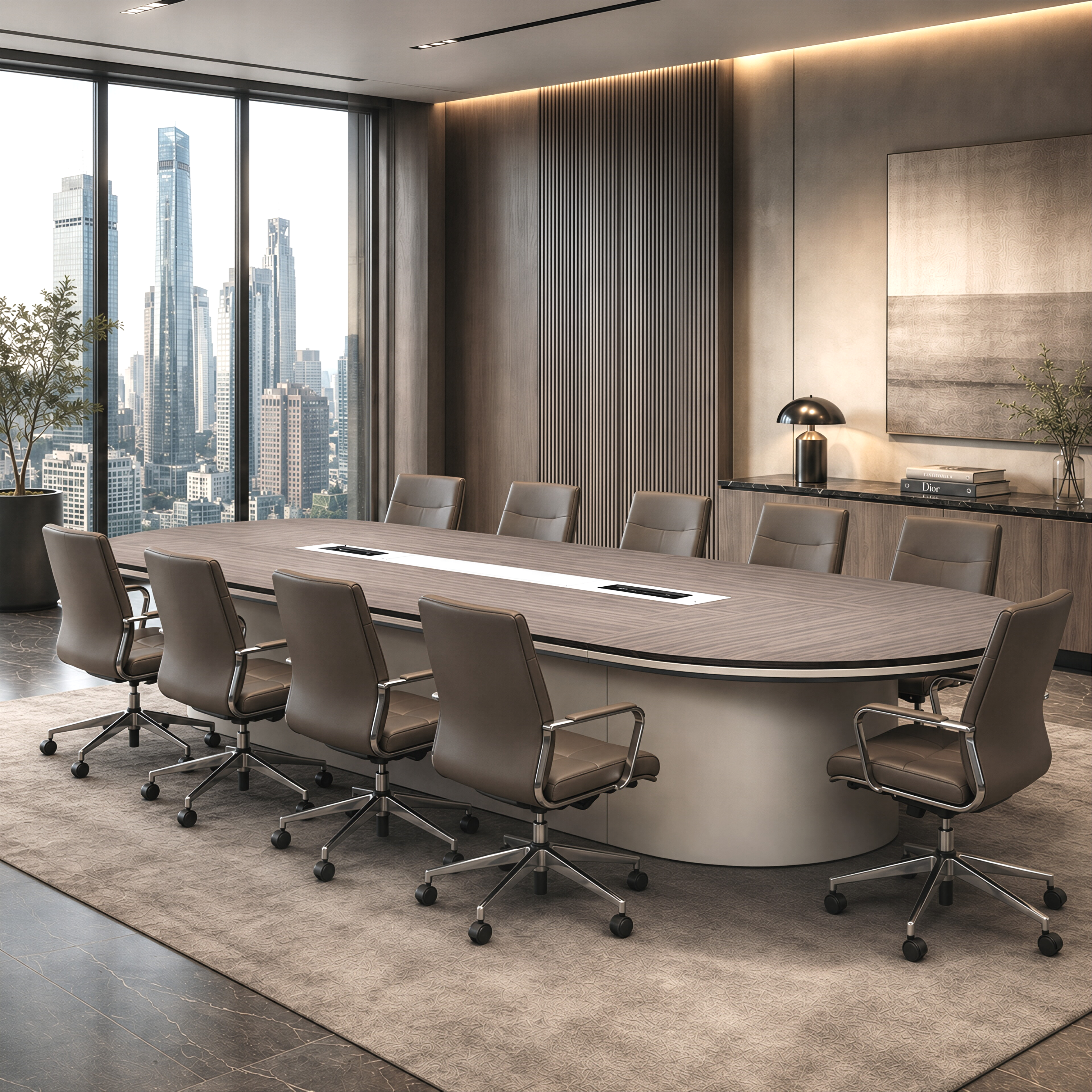 Contemporary Executive Meeting Table for Large Teams