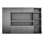 Freestanding Office Storage Wall Unit with Open Shelving and Cupboard Space
