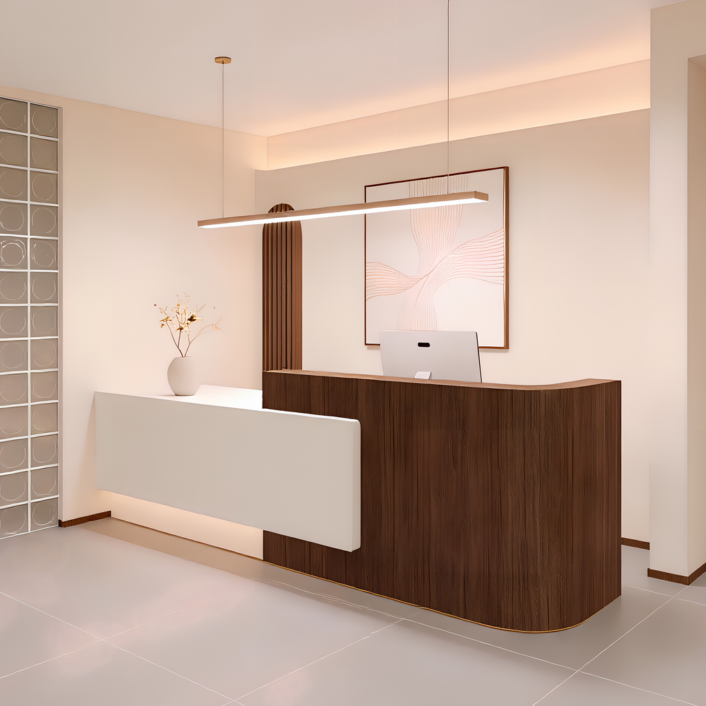 Contemporary Reception Counter with Curved Ends