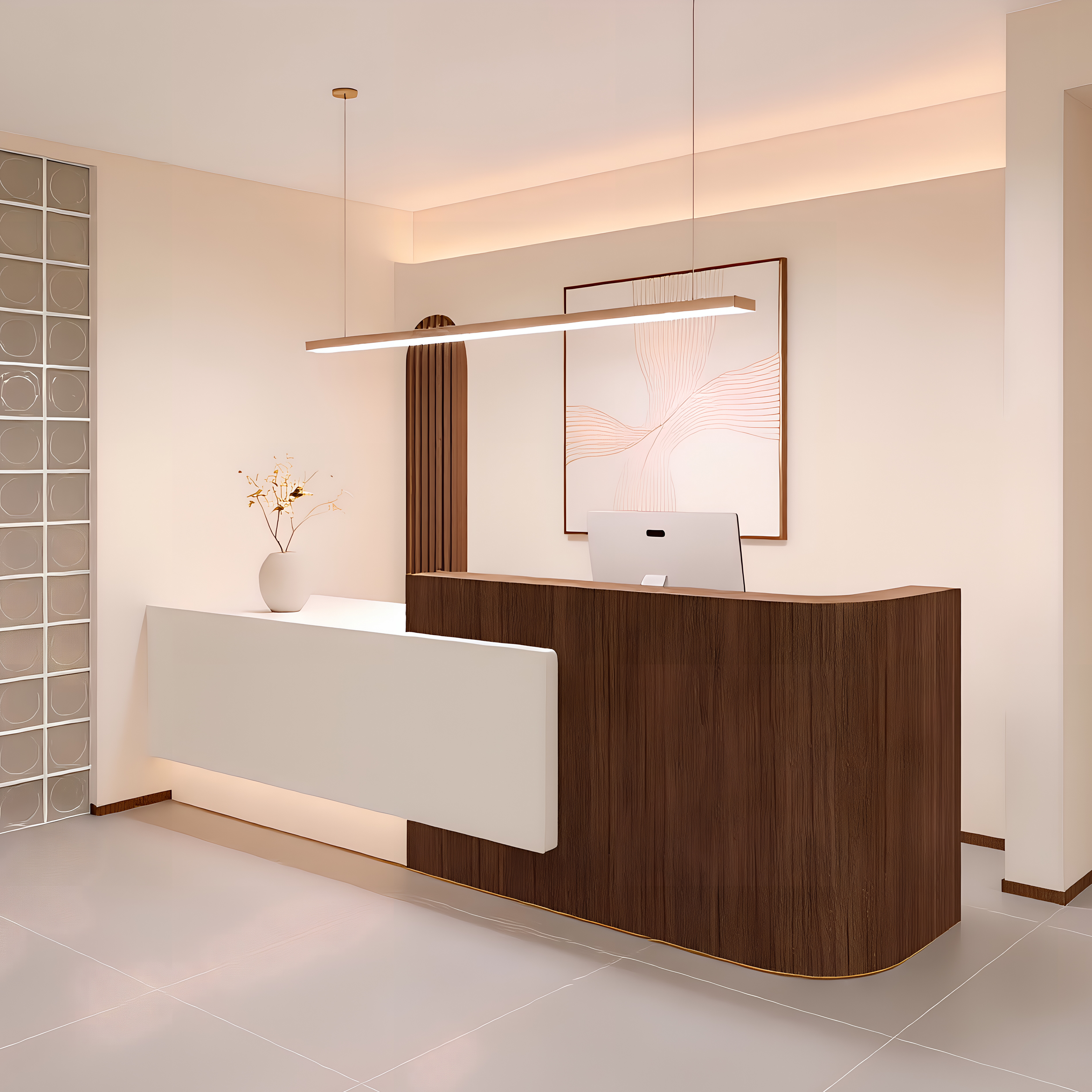 Contemporary Reception Counter with Curved Ends