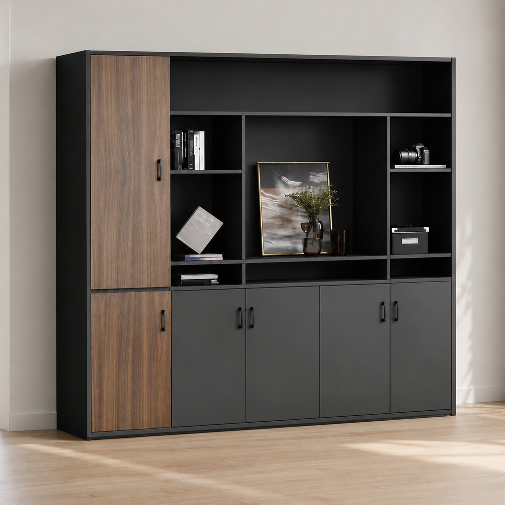 Modern Executive Storage Cabinet with Display Shelves