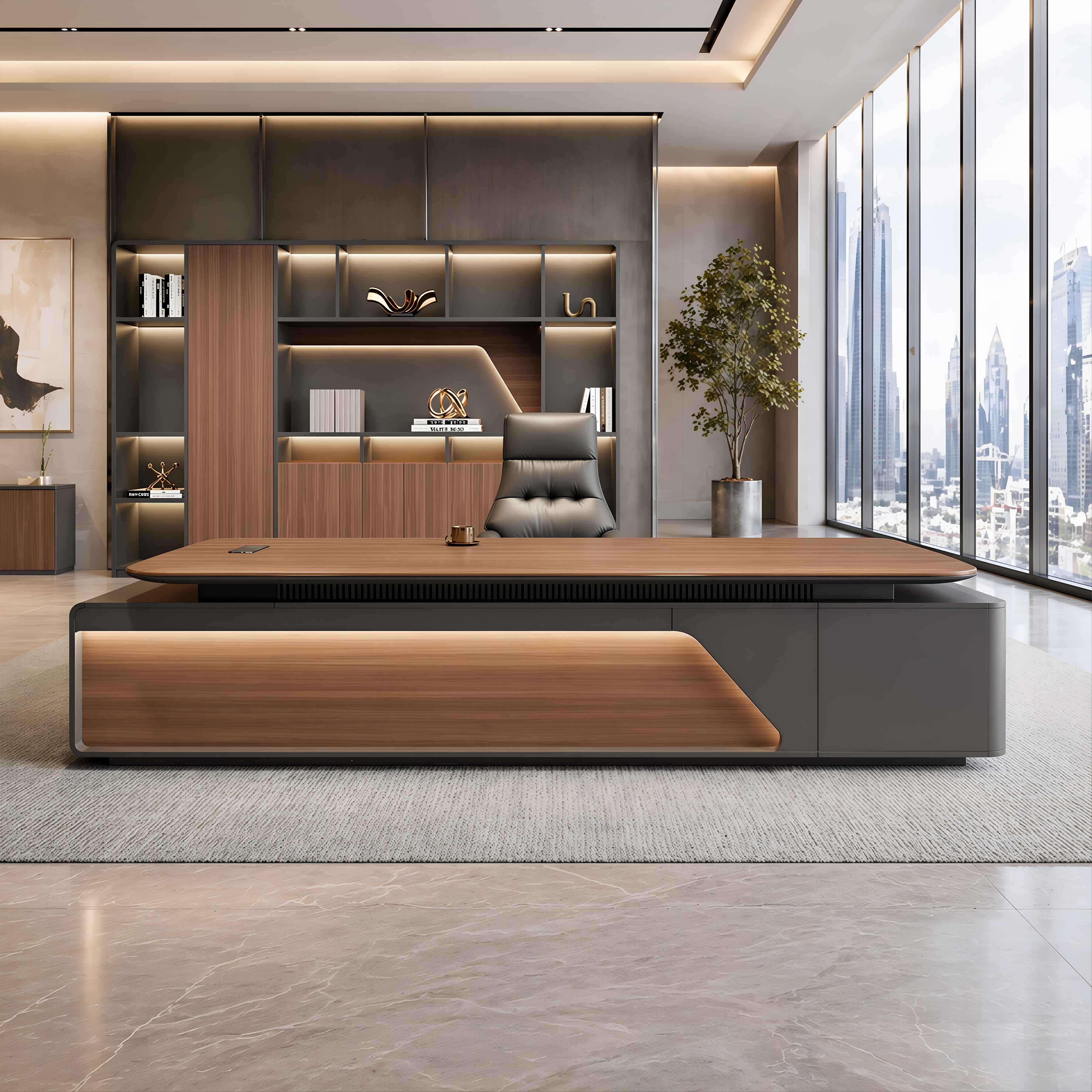 Premium Director Office Workstation with Side Storage