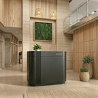 Compact Boutique Reception Desk with Textured Fluted Panels